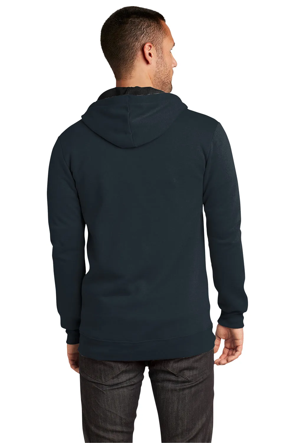 District Mens The Concert Fleece Full Zip Hooded Sweatshirt Hoodie w/ Pockets - New Navy Blue