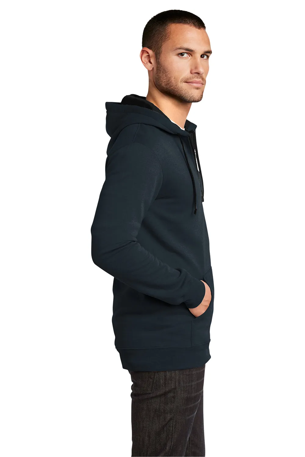 District Mens The Concert Fleece Full Zip Hooded Sweatshirt Hoodie w/ Pockets - New Navy Blue