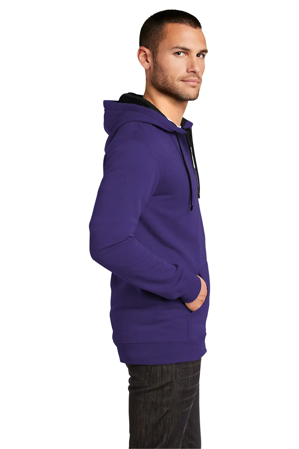 District Mens The Concert Fleece Full Zip Hooded Sweatshirt Hoodie w/ Pockets - Purple