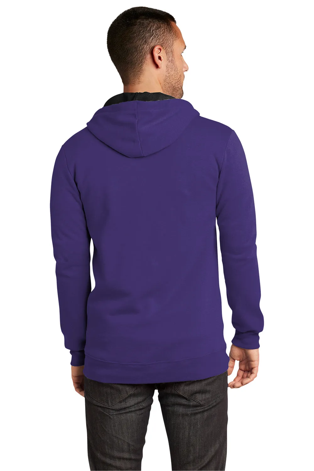 District Mens The Concert Fleece Full Zip Hooded Sweatshirt Hoodie w/ Pockets - Purple