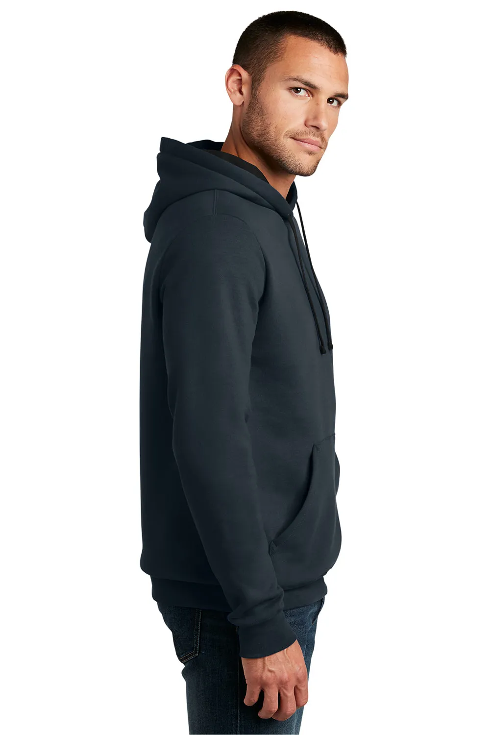 District Mens The Concert Fleece Hooded Sweatshirt Hoodie w/ Pouch Pocket - New Navy Blue