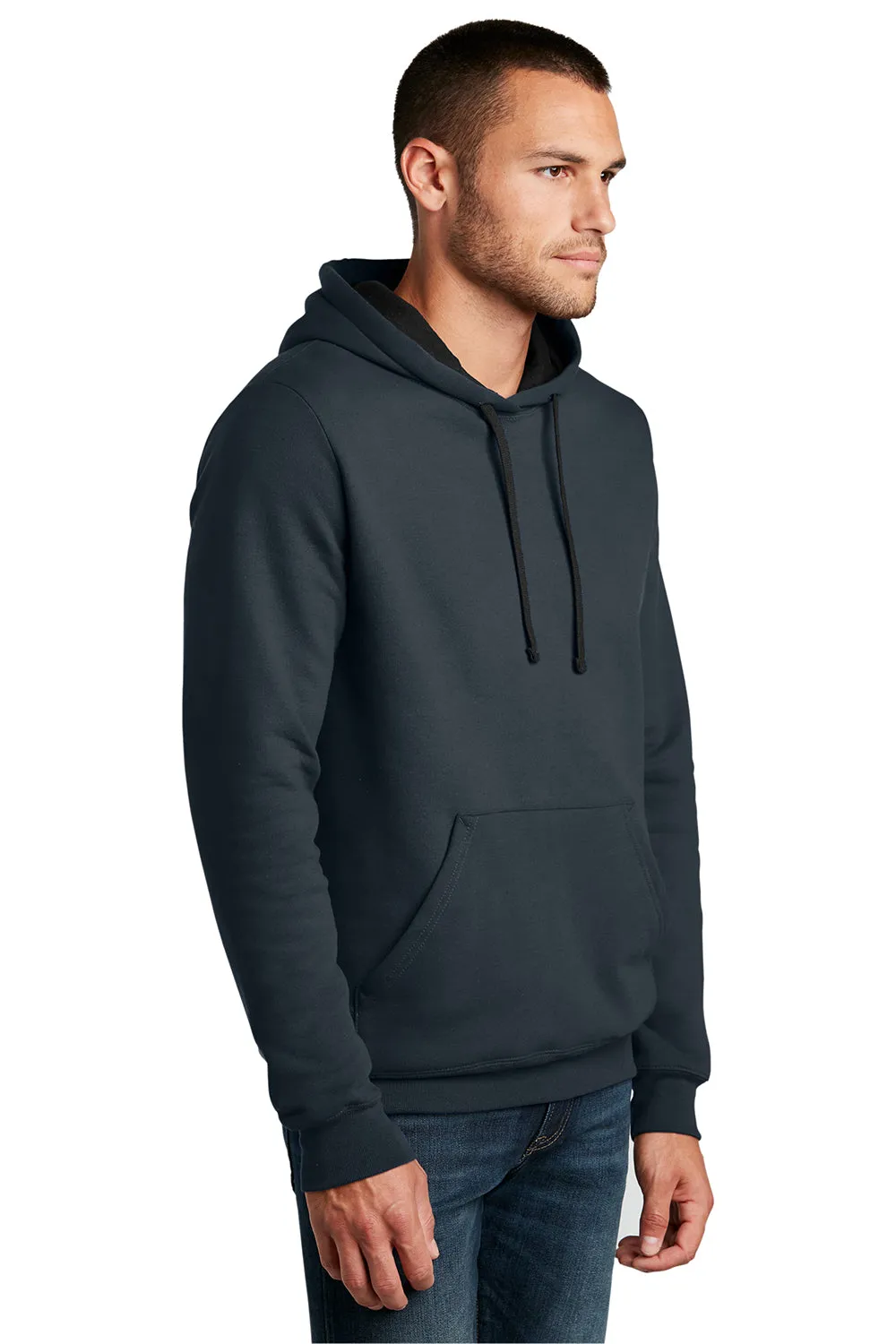 District Mens The Concert Fleece Hooded Sweatshirt Hoodie w/ Pouch Pocket - New Navy Blue