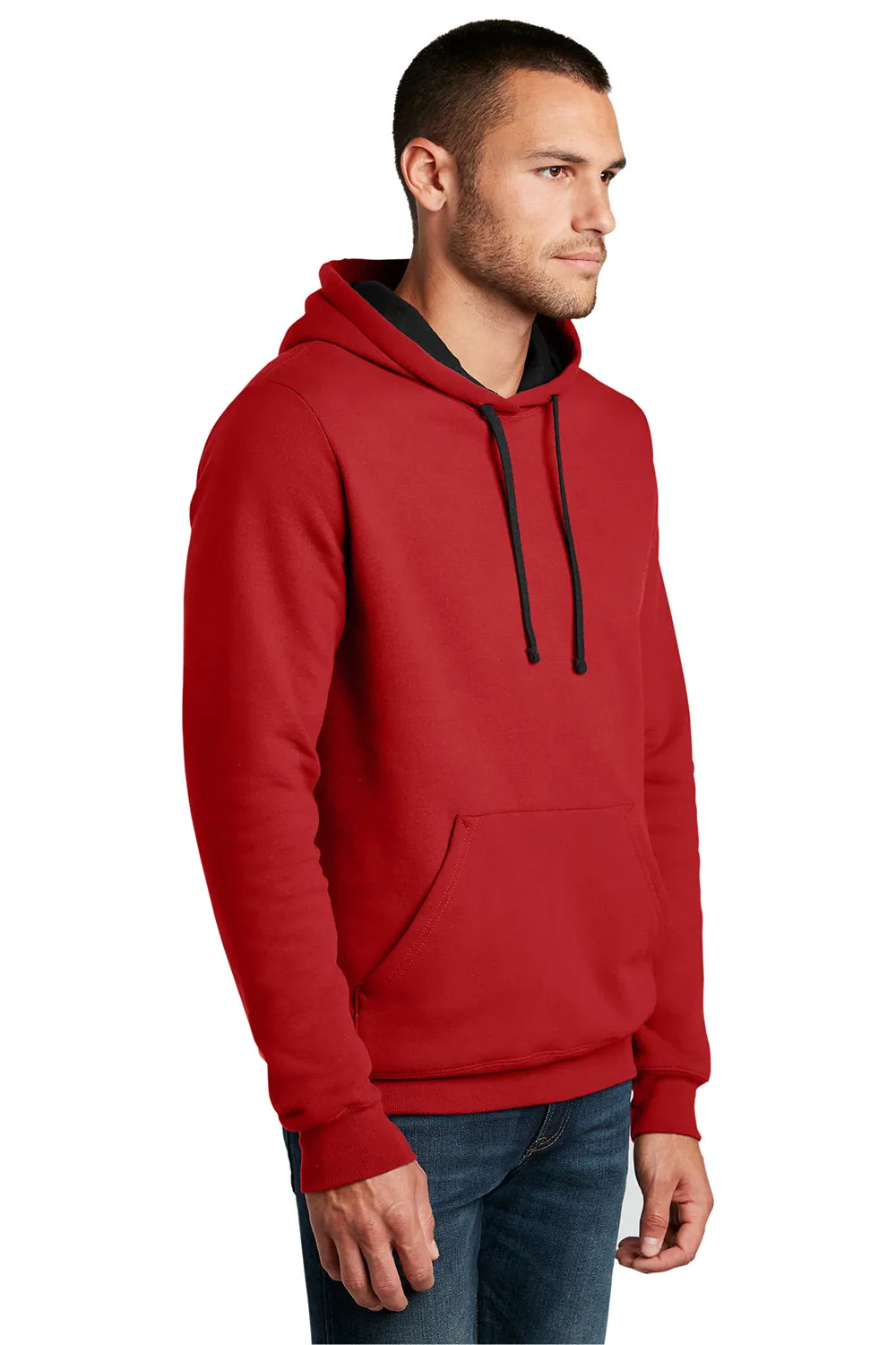 District Mens The Concert Fleece Hooded Sweatshirt Hoodie w/ Pouch Pocket - New Red