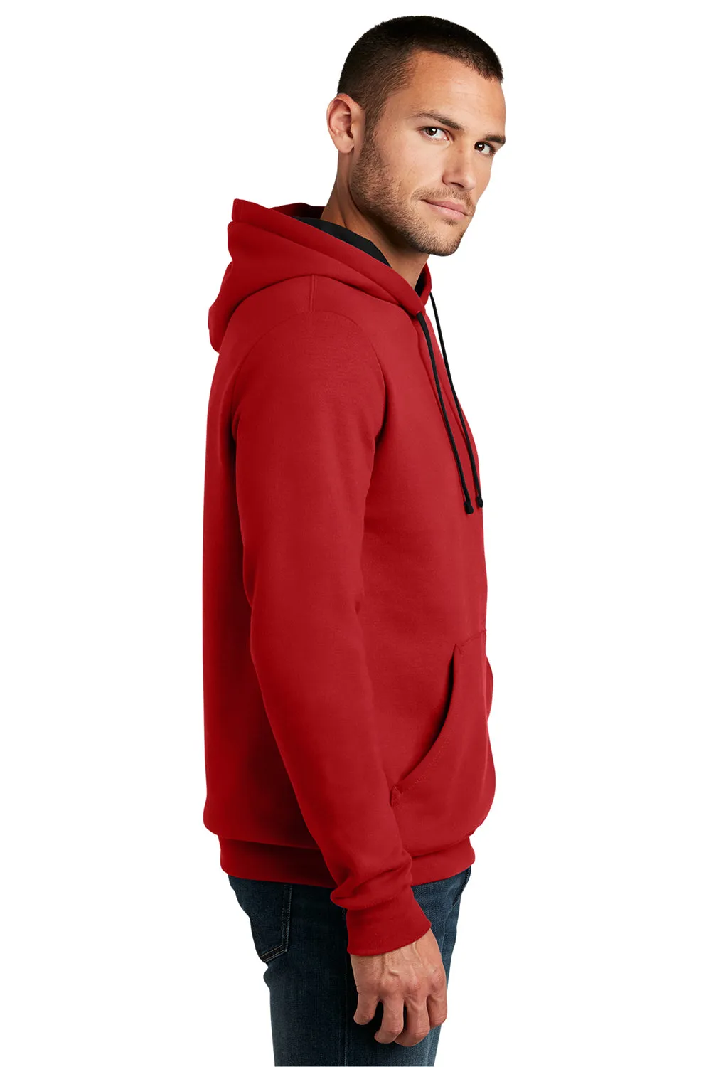 District Mens The Concert Fleece Hooded Sweatshirt Hoodie w/ Pouch Pocket - New Red