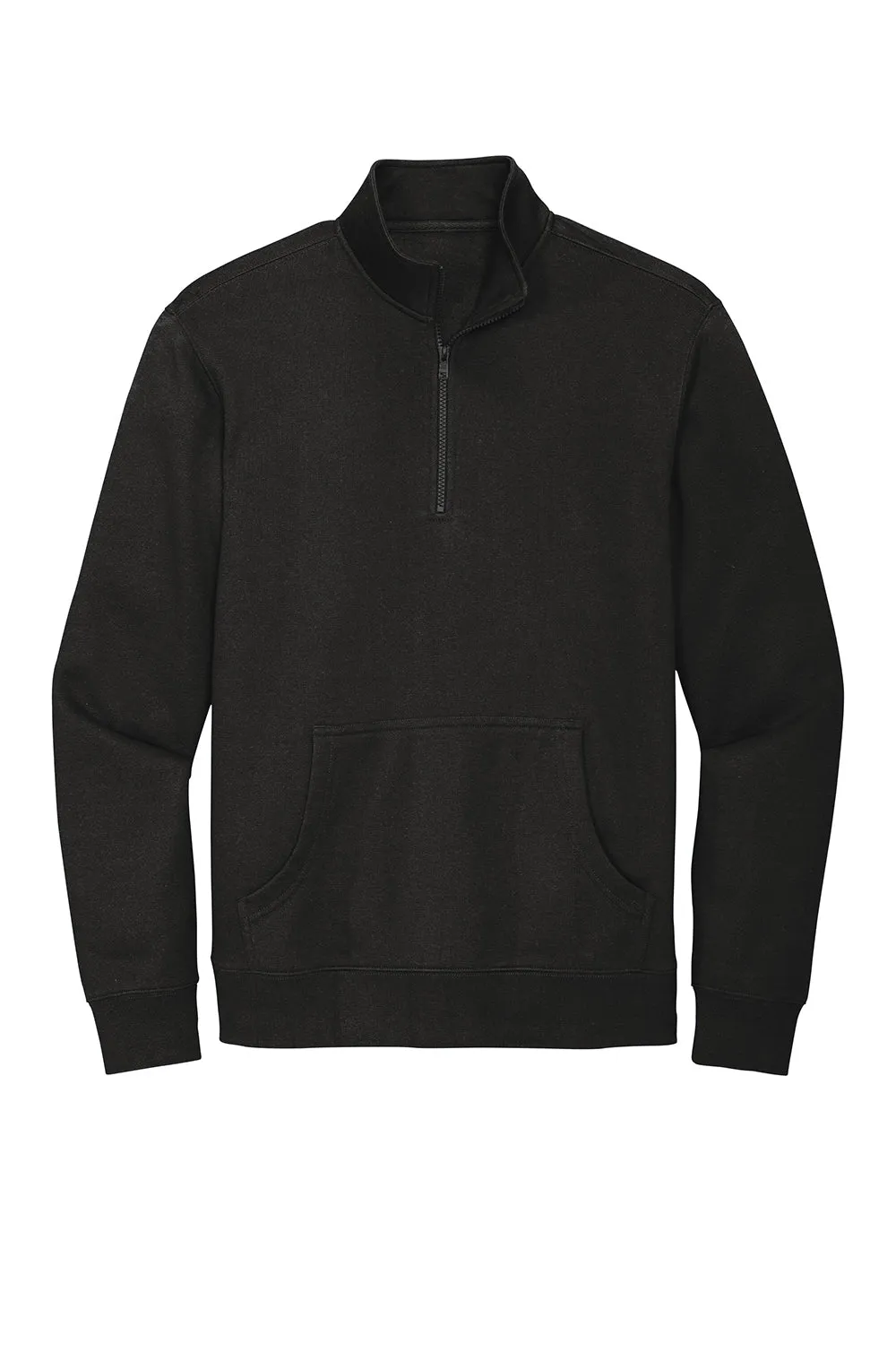 District Mens Very Important 1/4 Zip Sweatshirt w/ Pouch Pocket - Black