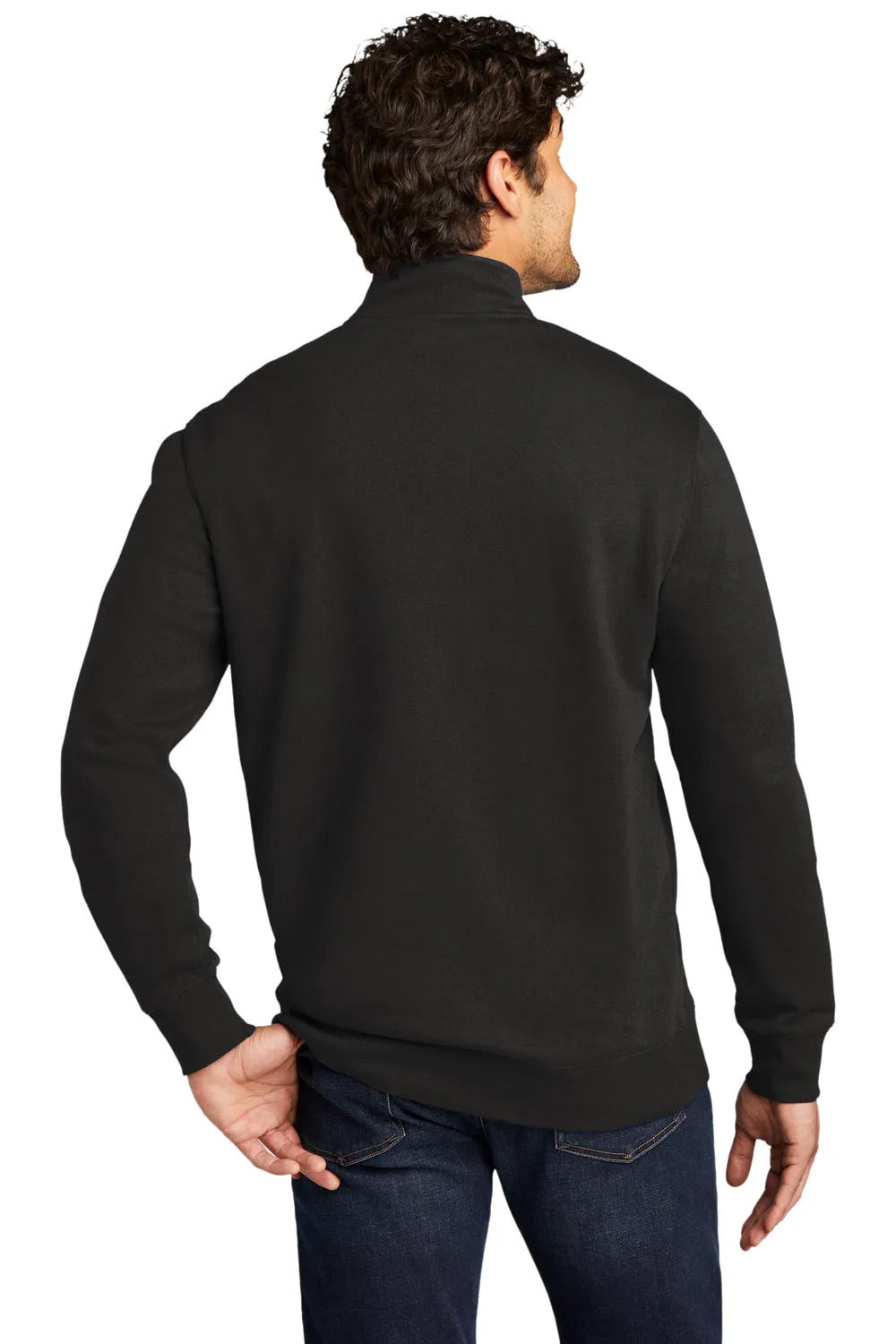 District Mens Very Important 1/4 Zip Sweatshirt w/ Pouch Pocket - Black