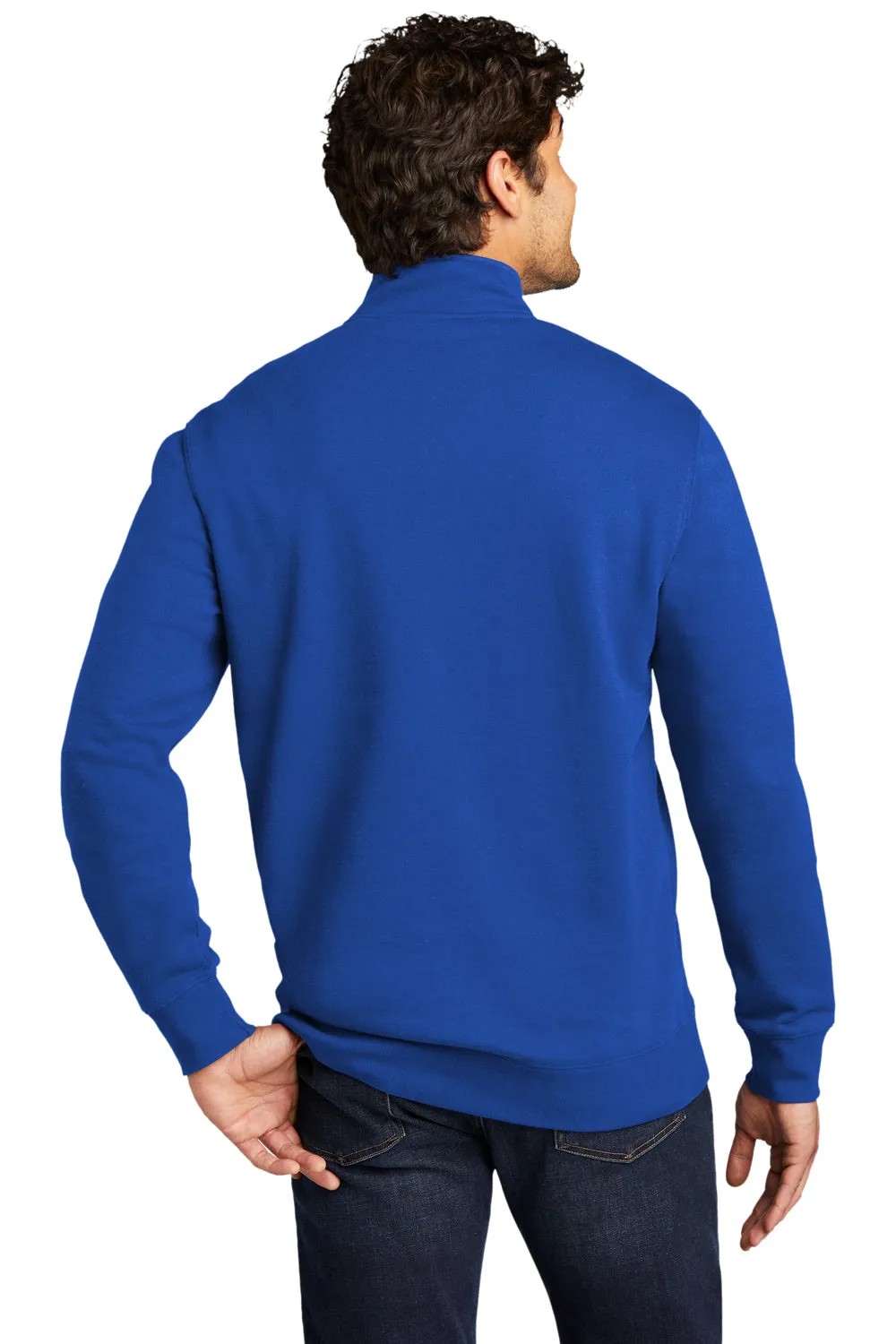 District Mens Very Important 1/4 Zip Sweatshirt w/ Pouch Pocket - Deep Royal Blue