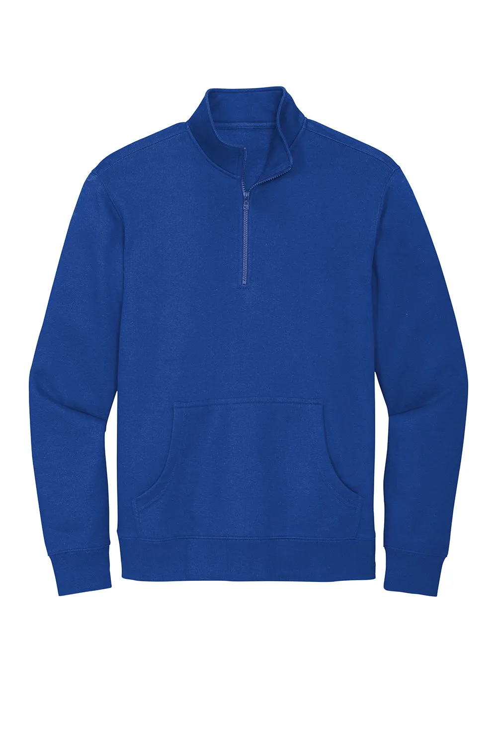 District Mens Very Important 1/4 Zip Sweatshirt w/ Pouch Pocket - Deep Royal Blue