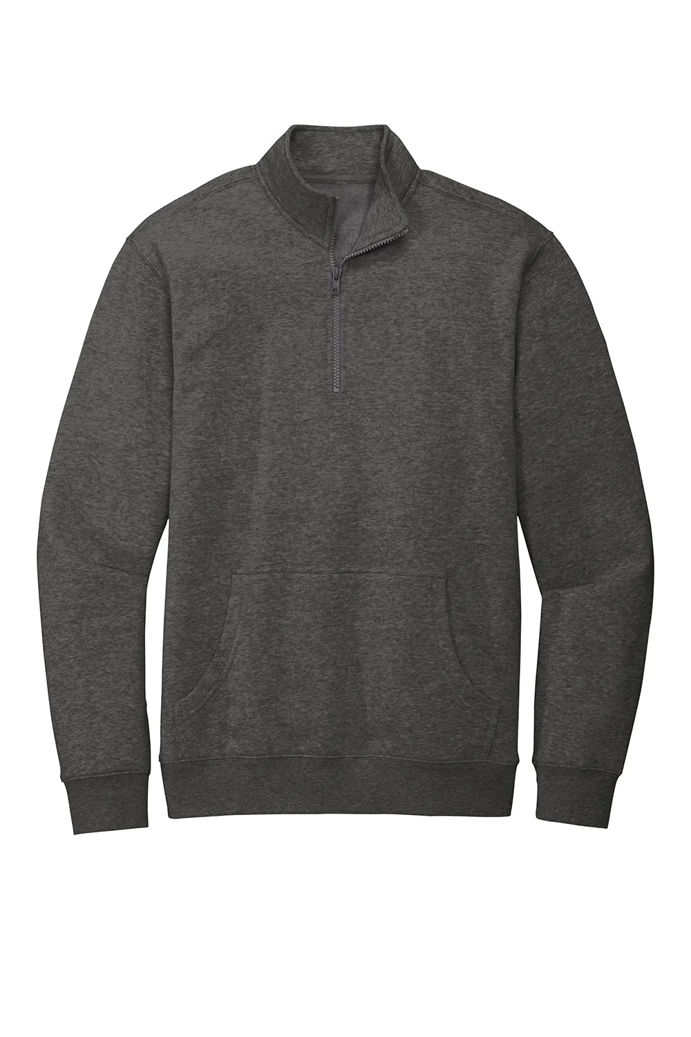 District Mens Very Important 1/4 Zip Sweatshirt w/ Pouch Pocket - Heather Charcoal Grey
