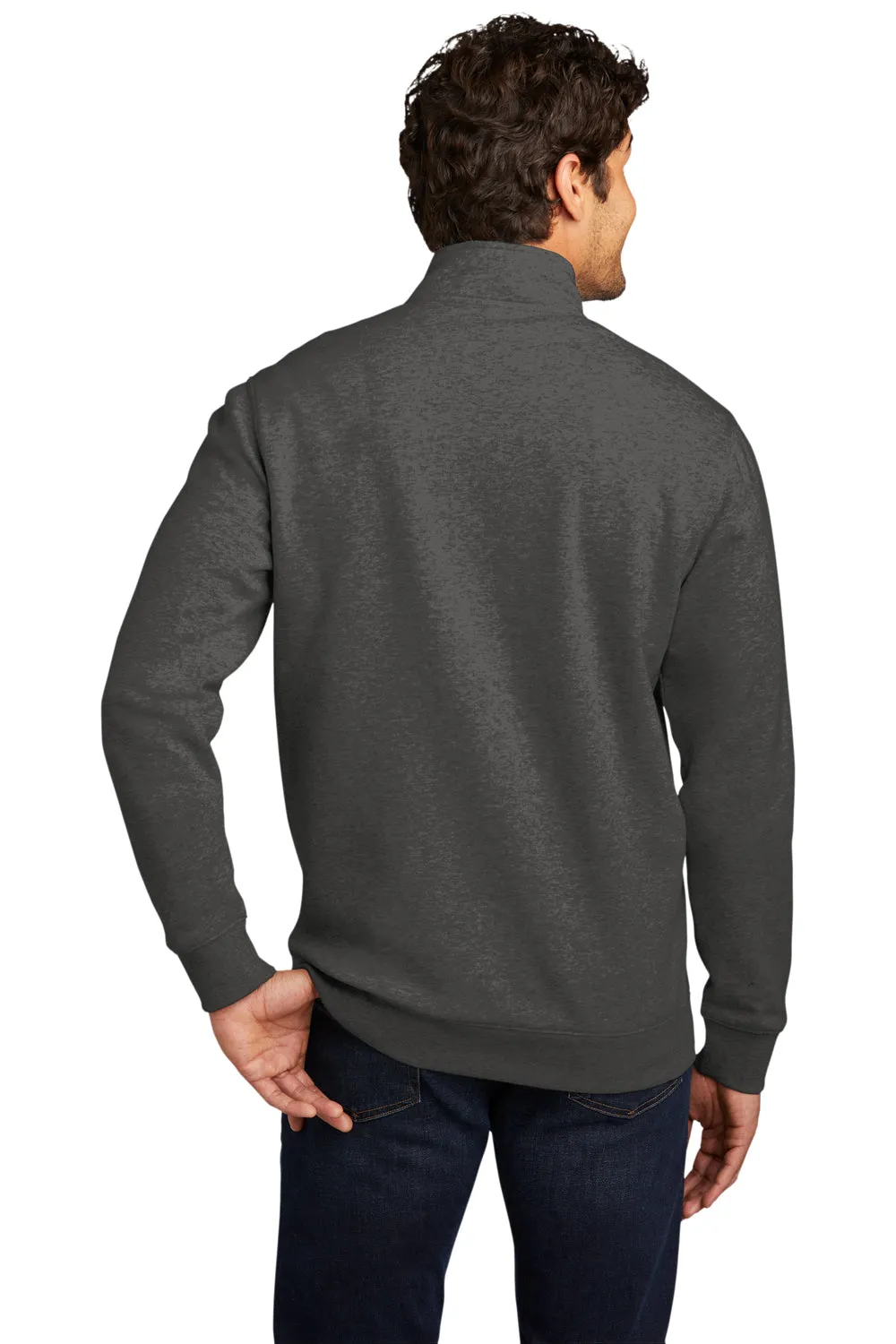District Mens Very Important 1/4 Zip Sweatshirt w/ Pouch Pocket - Heather Charcoal Grey