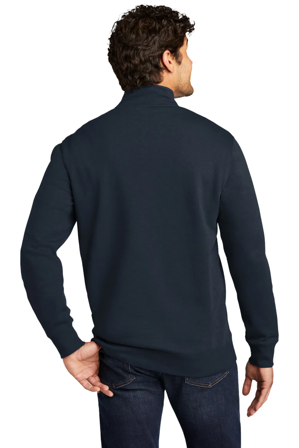 District Mens Very Important 1/4 Zip Sweatshirt w/ Pouch Pocket - New Navy Blue