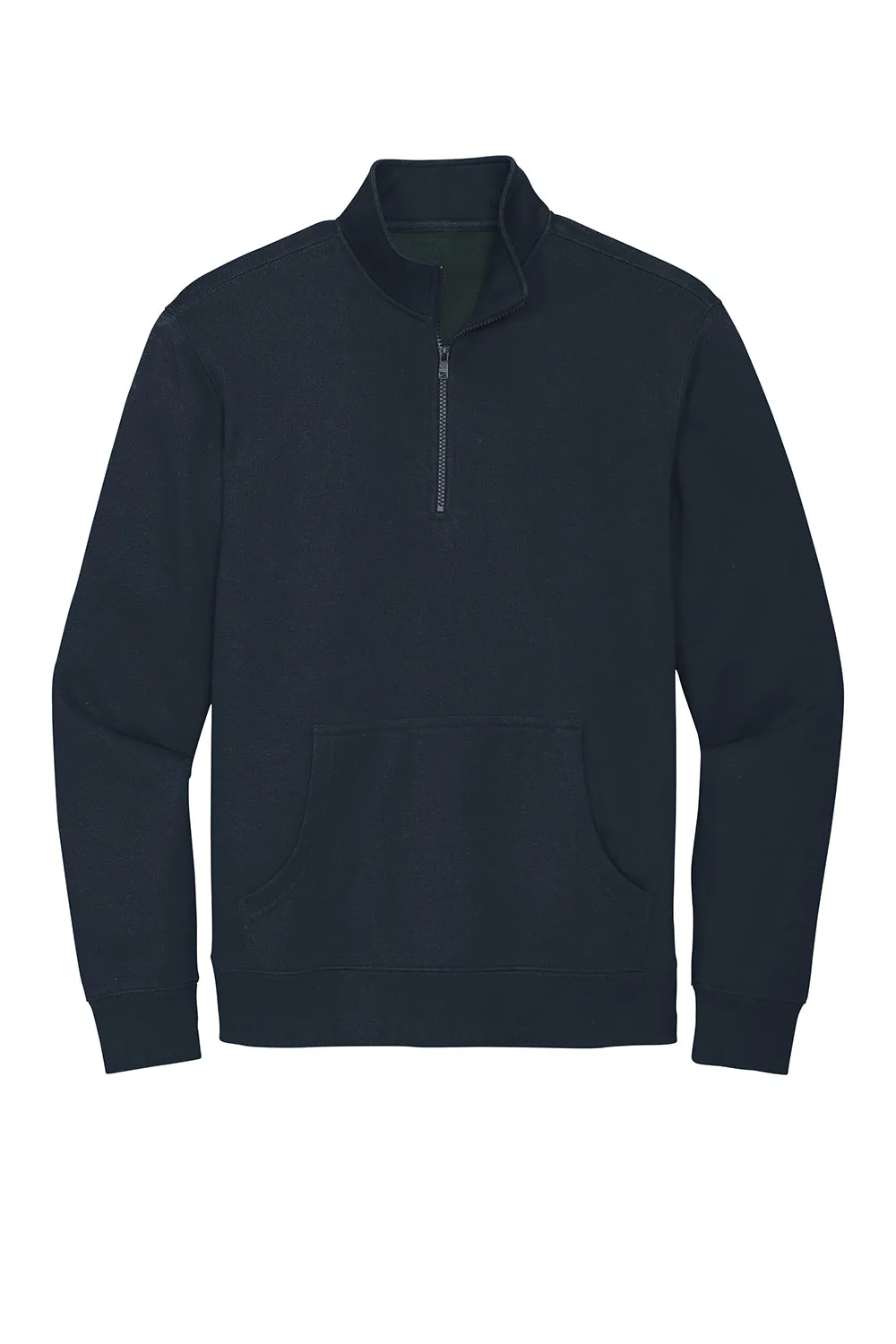 District Mens Very Important 1/4 Zip Sweatshirt w/ Pouch Pocket - New Navy Blue