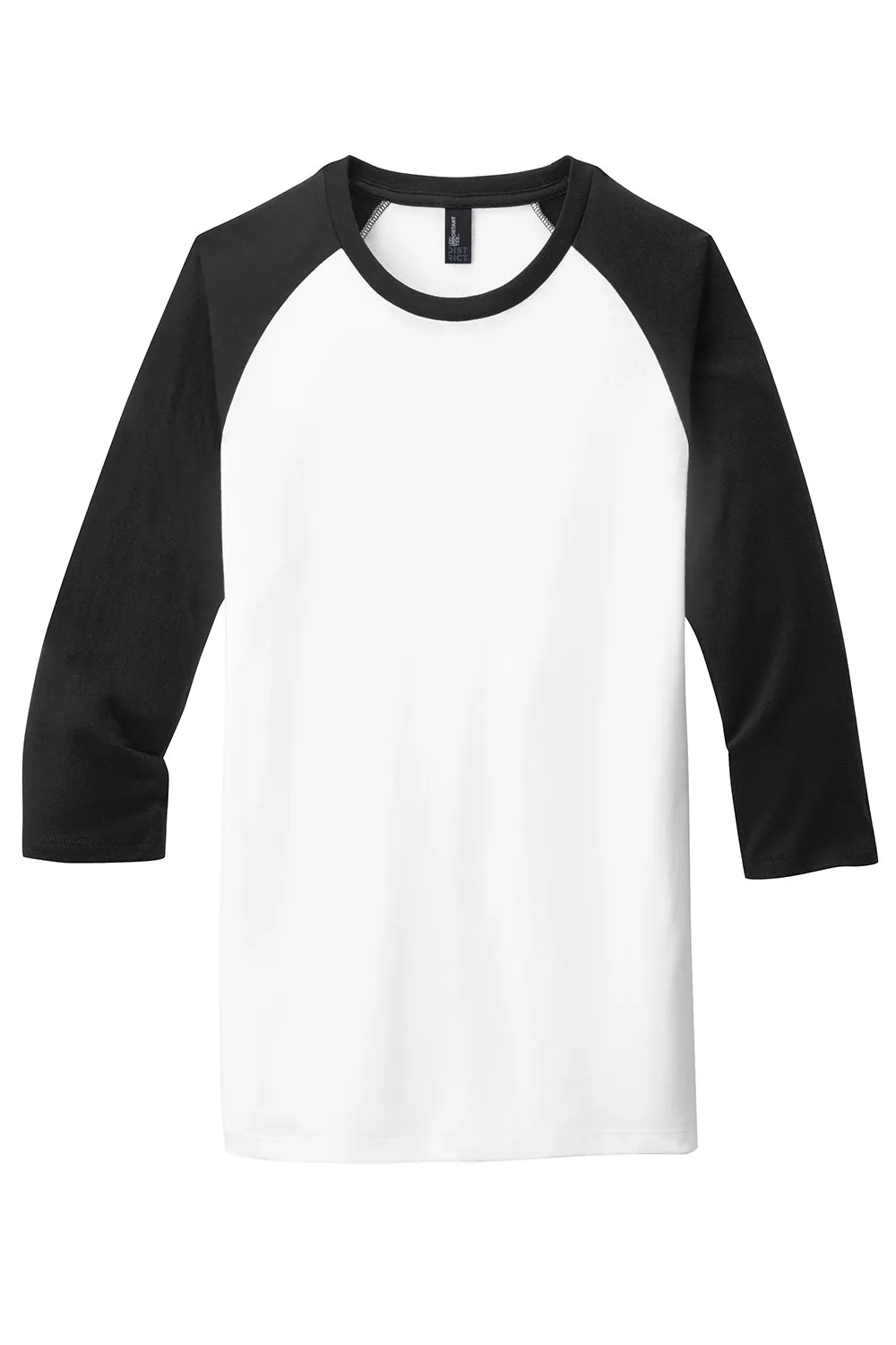 District Mens Very Important 3/4 Sleeve Crewneck T-Shirt - White/Black - Closeout