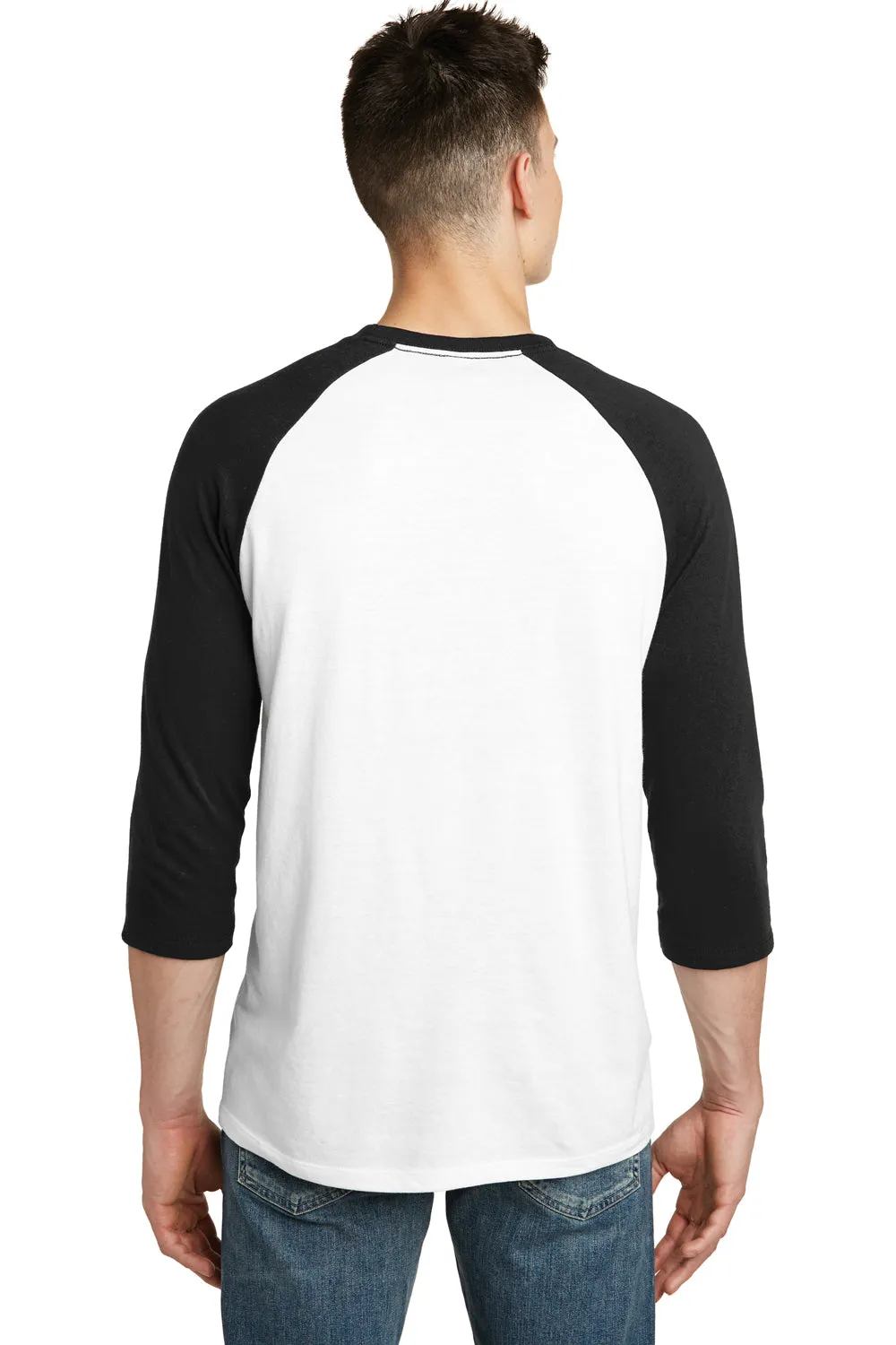 District Mens Very Important 3/4 Sleeve Crewneck T-Shirt - White/Black - Closeout