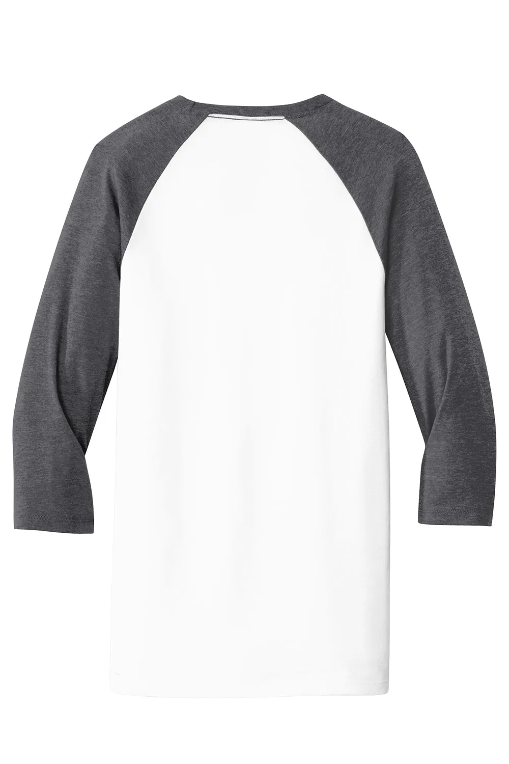 District Mens Very Important 3/4 Sleeve Crewneck T-Shirt - White/Heather Charcoal Grey - Closeout