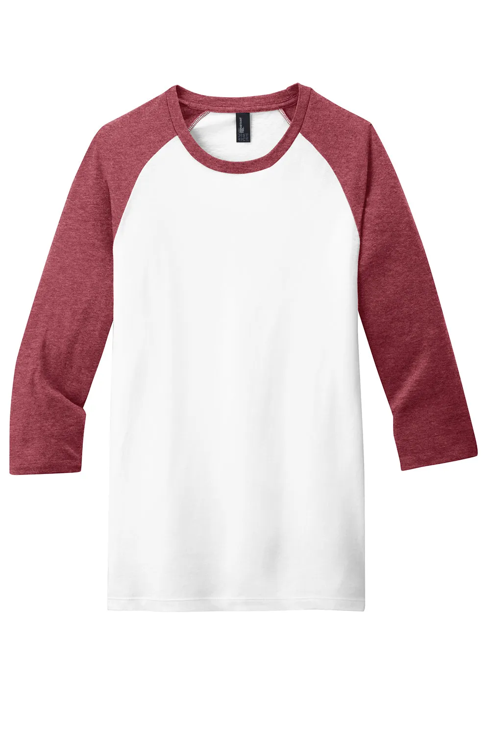 District Mens Very Important 3/4 Sleeve Crewneck T-Shirt - White/Heather Red - Closeout