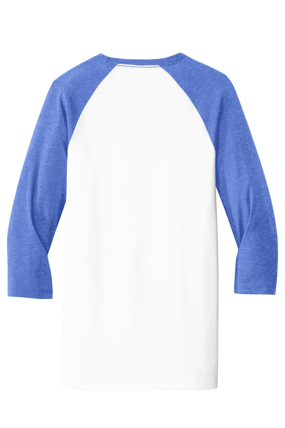 District Mens Very Important 3/4 Sleeve Crewneck T-Shirt - White/Royal Blue Frost - Closeout
