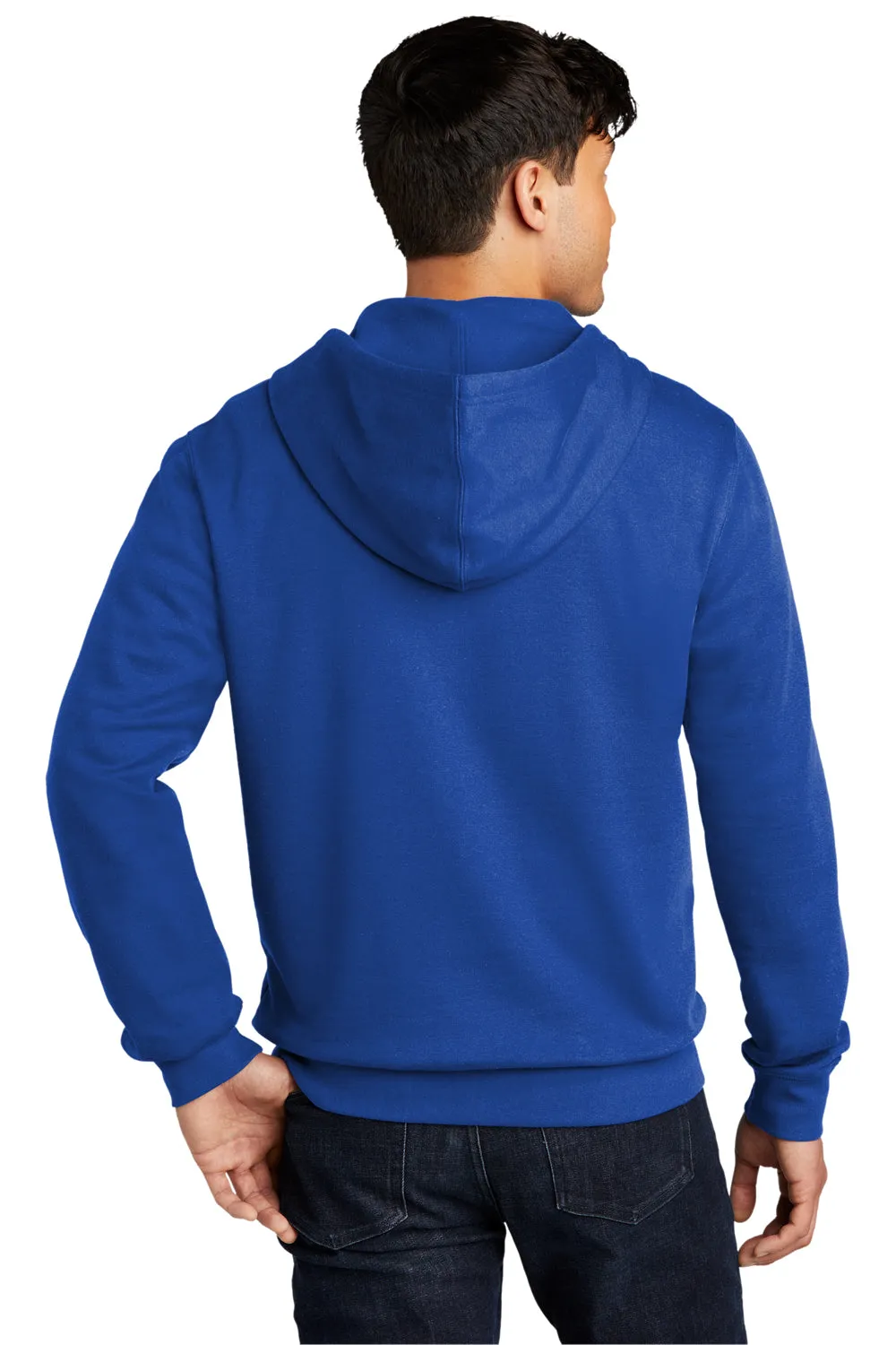 District Mens Very Important Fleece Full Zip Hooded Sweatshirt Hoodie w/ Pockets - Deep Royal Blue