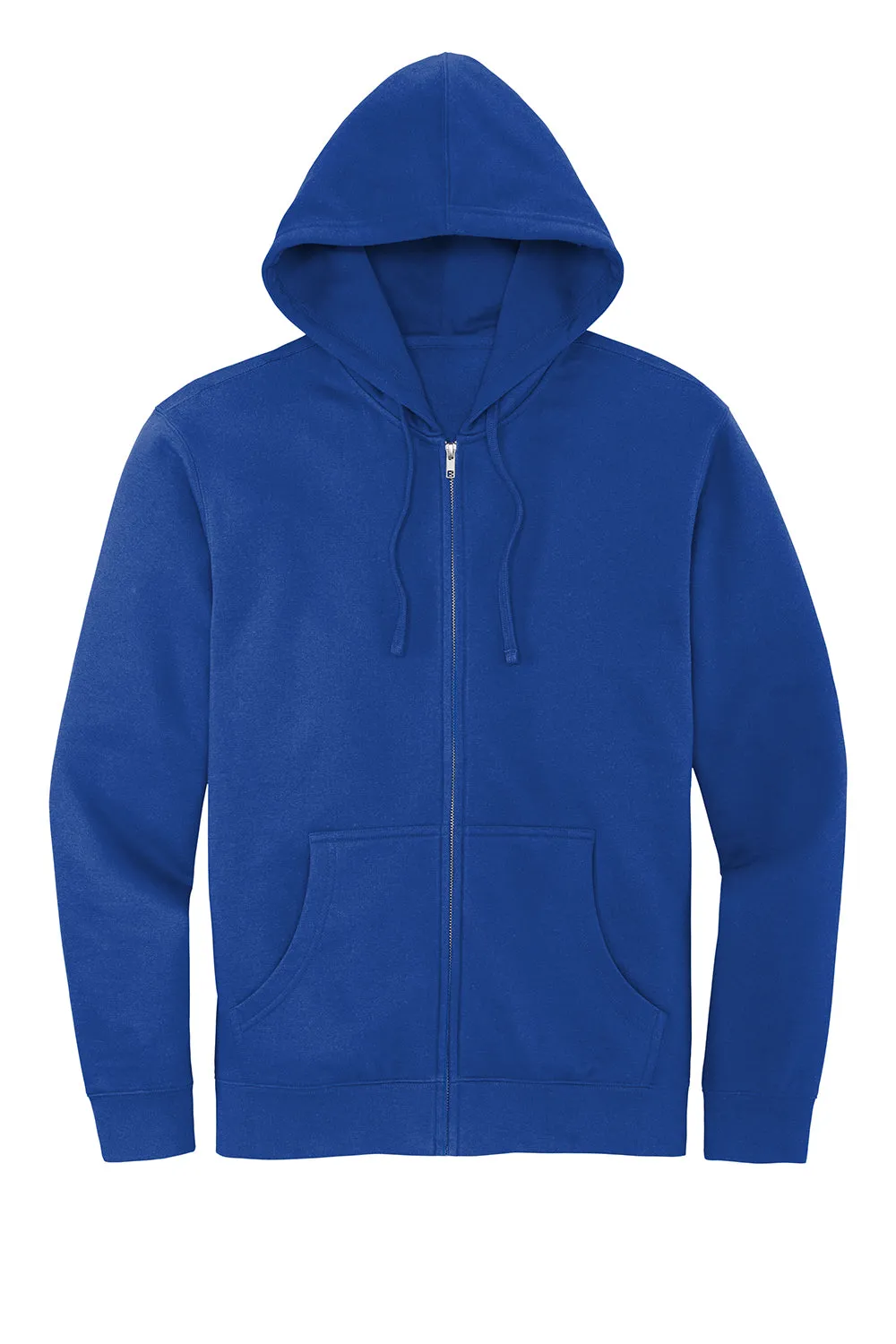 District Mens Very Important Fleece Full Zip Hooded Sweatshirt Hoodie w/ Pockets - Deep Royal Blue