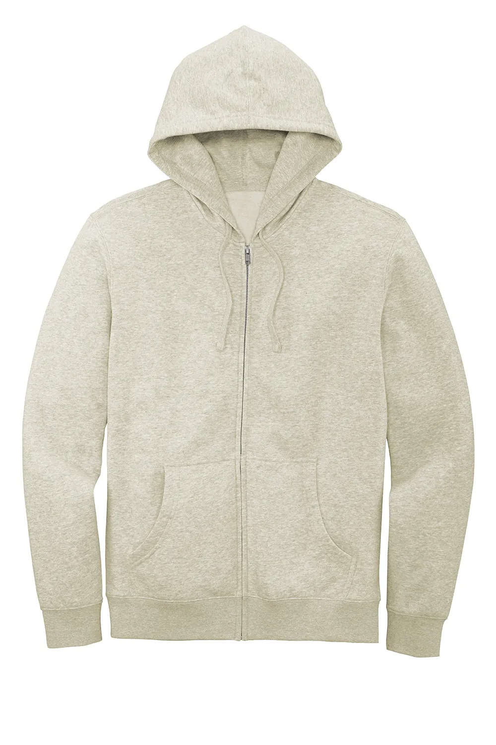 District Mens Very Important Fleece Full Zip Hooded Sweatshirt Hoodie w/ Pockets - Heather Oatmeal