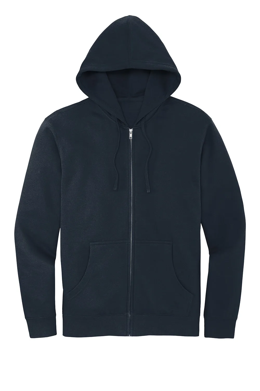 District Mens Very Important Fleece Full Zip Hooded Sweatshirt Hoodie w/ Pockets - New Navy Blue
