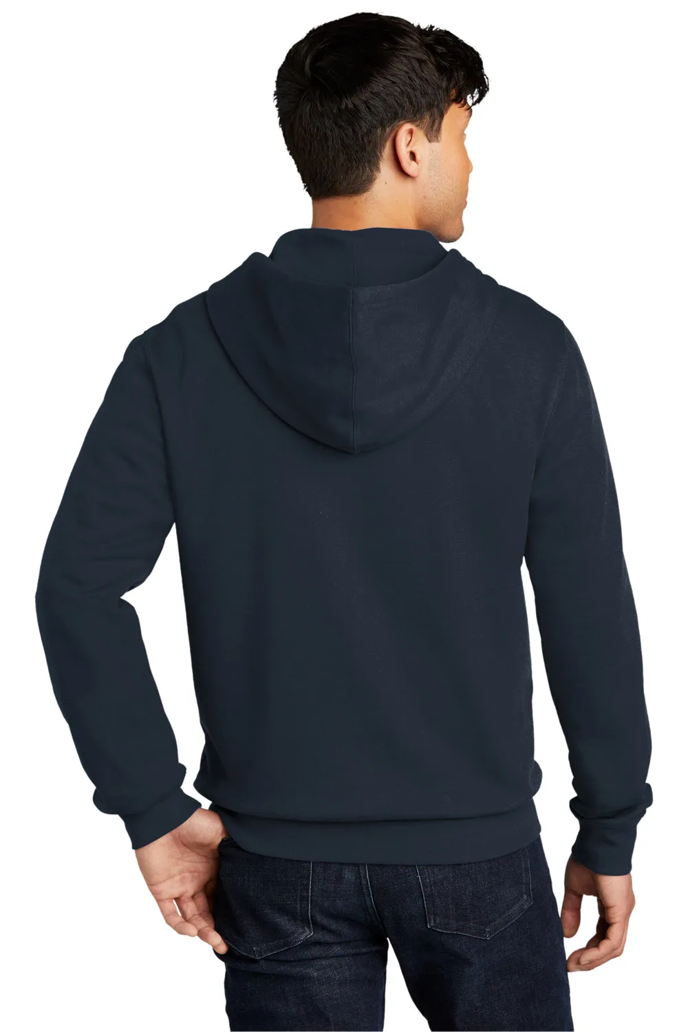 District Mens Very Important Fleece Full Zip Hooded Sweatshirt Hoodie w/ Pockets - New Navy Blue