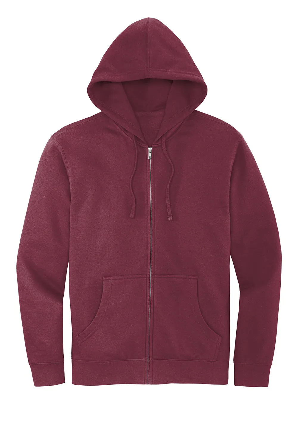 District Mens Very Important Fleece Full Zip Hooded Sweatshirt Hoodie w/ Pockets - Plum Purple