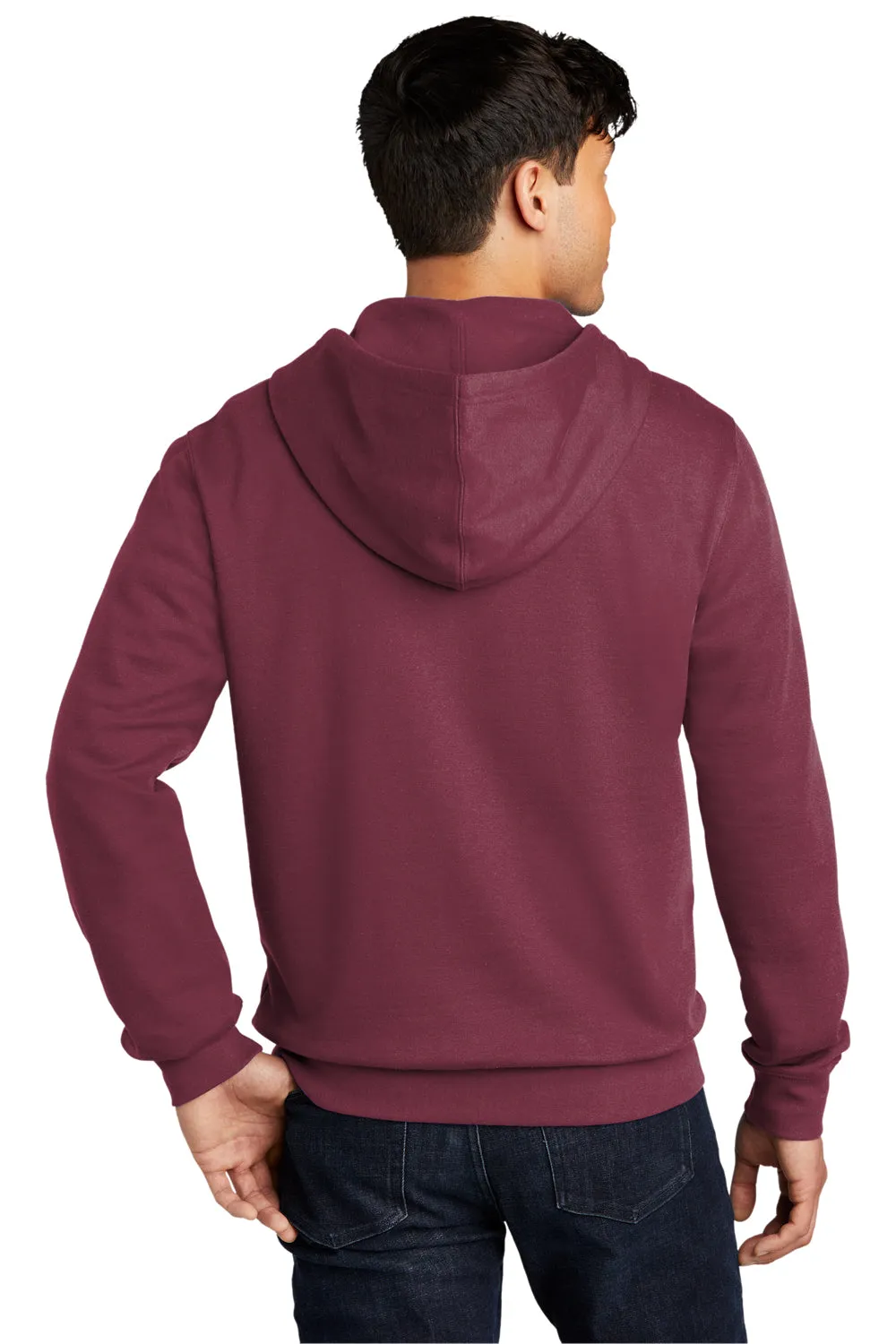 District Mens Very Important Fleece Full Zip Hooded Sweatshirt Hoodie w/ Pockets - Plum Purple