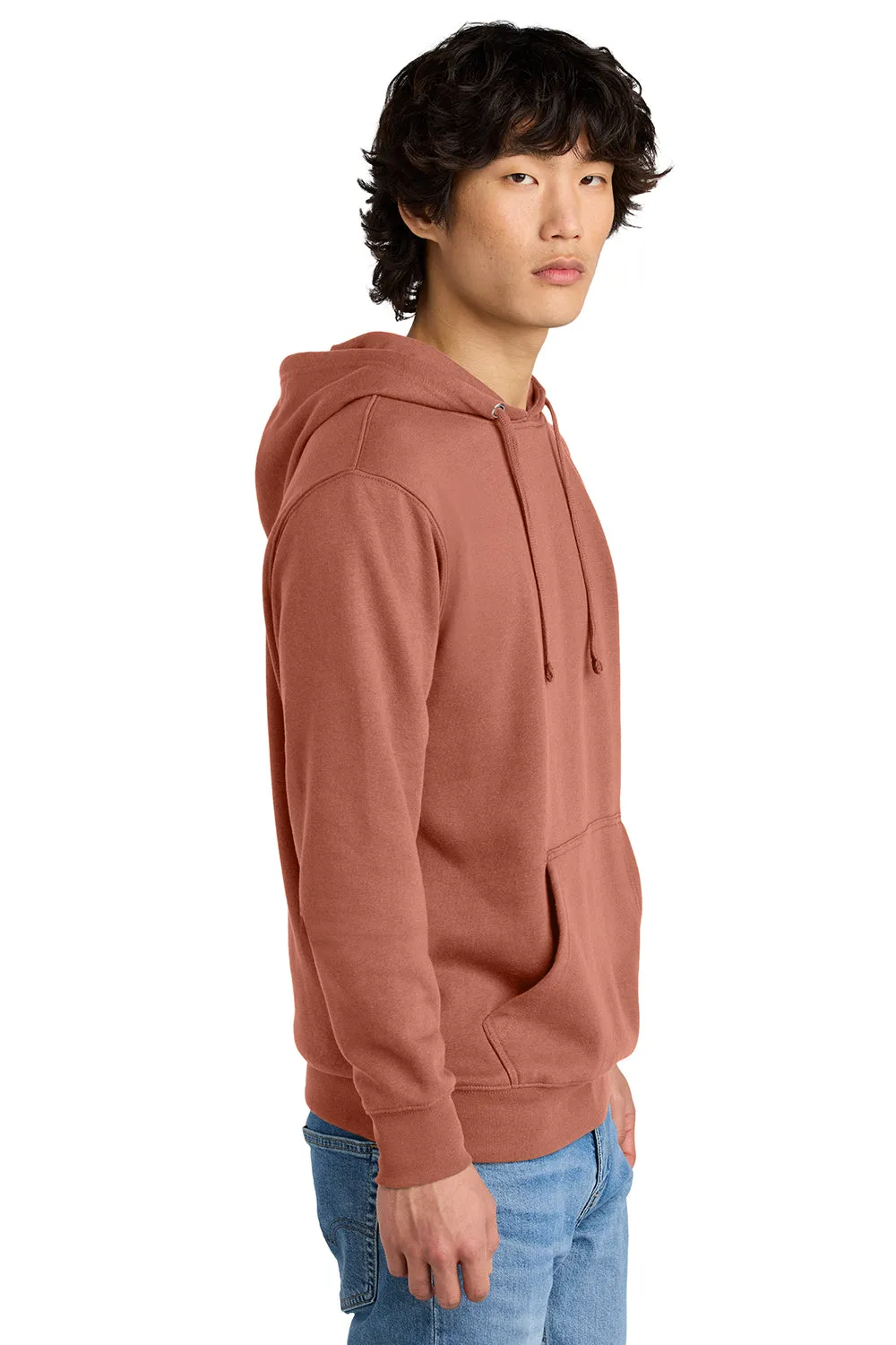 District Mens Very Important Fleece Hooded Sweatshirt Hoodie w/ Pouch Pocket - Desert Rose