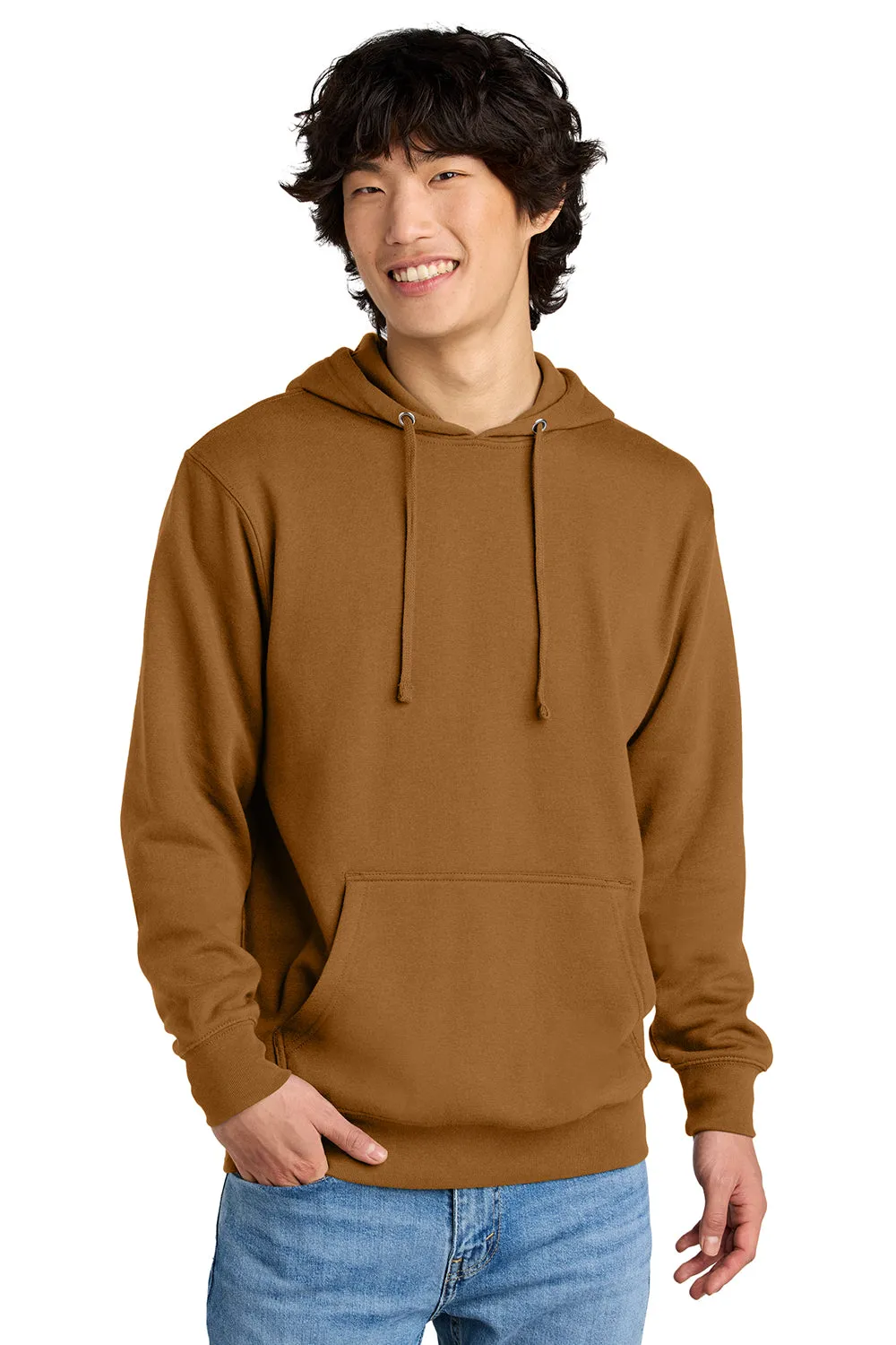 District Mens Very Important Fleece Hooded Sweatshirt Hoodie w/ Pouch Pocket - Duck Brown