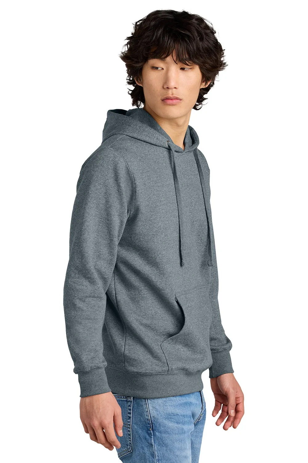 District Mens Very Important Fleece Hooded Sweatshirt Hoodie w/ Pouch Pocket - Heather Flint Blue