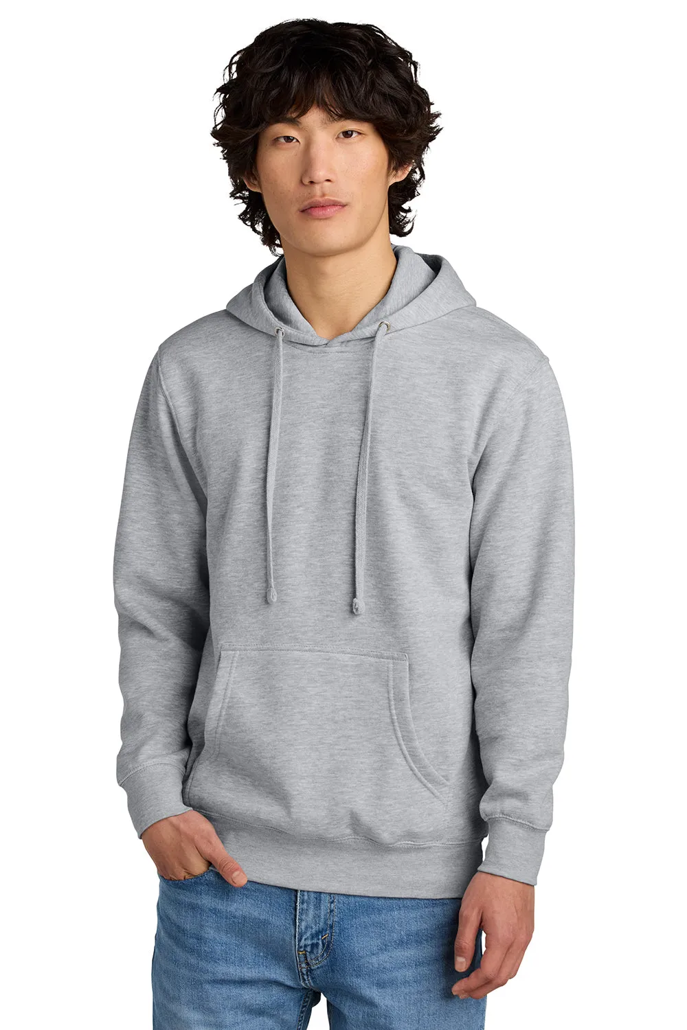 District Mens Very Important Fleece Hooded Sweatshirt Hoodie w/ Pouch Pocket - Heather Light Grey