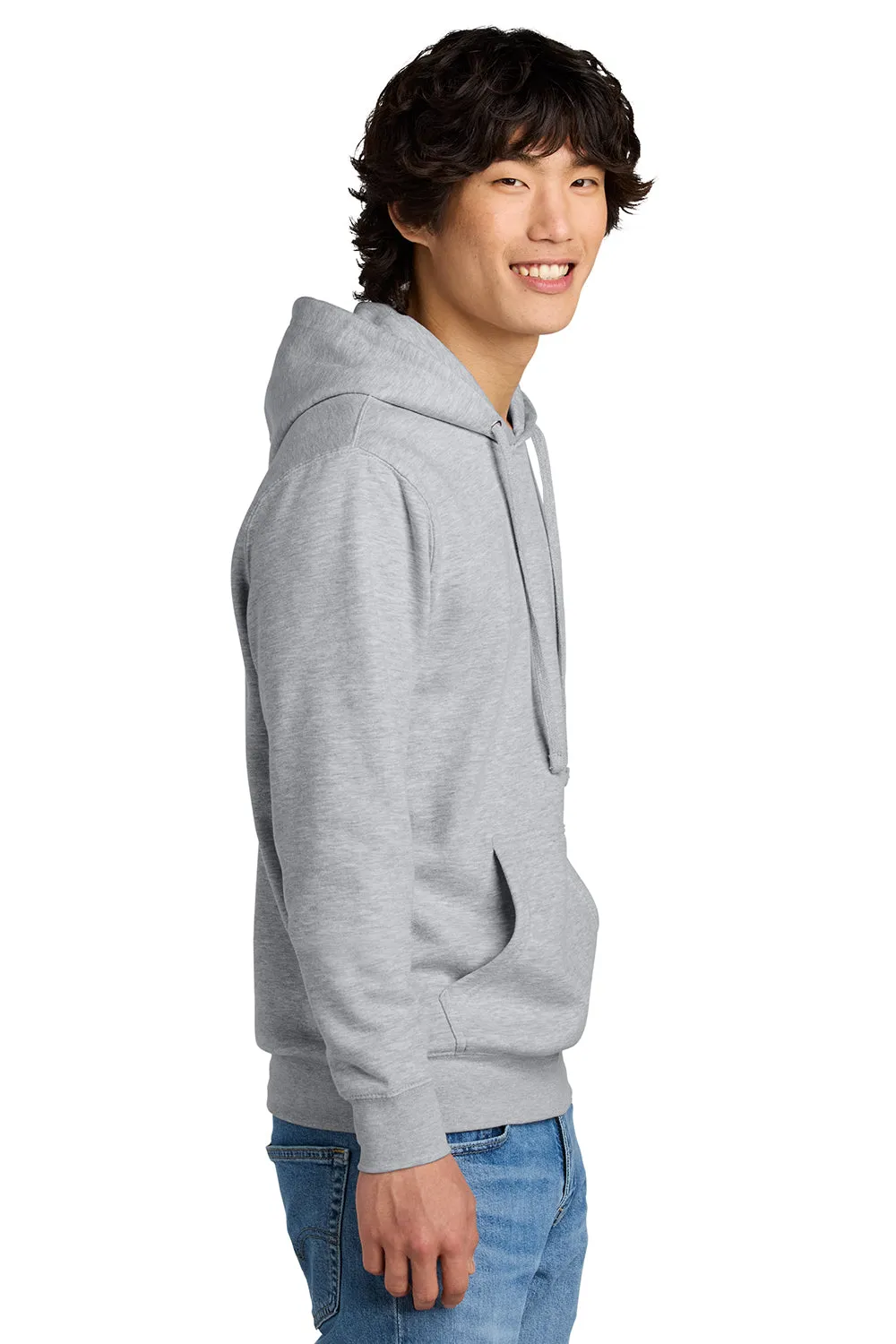 District Mens Very Important Fleece Hooded Sweatshirt Hoodie w/ Pouch Pocket - Heather Light Grey
