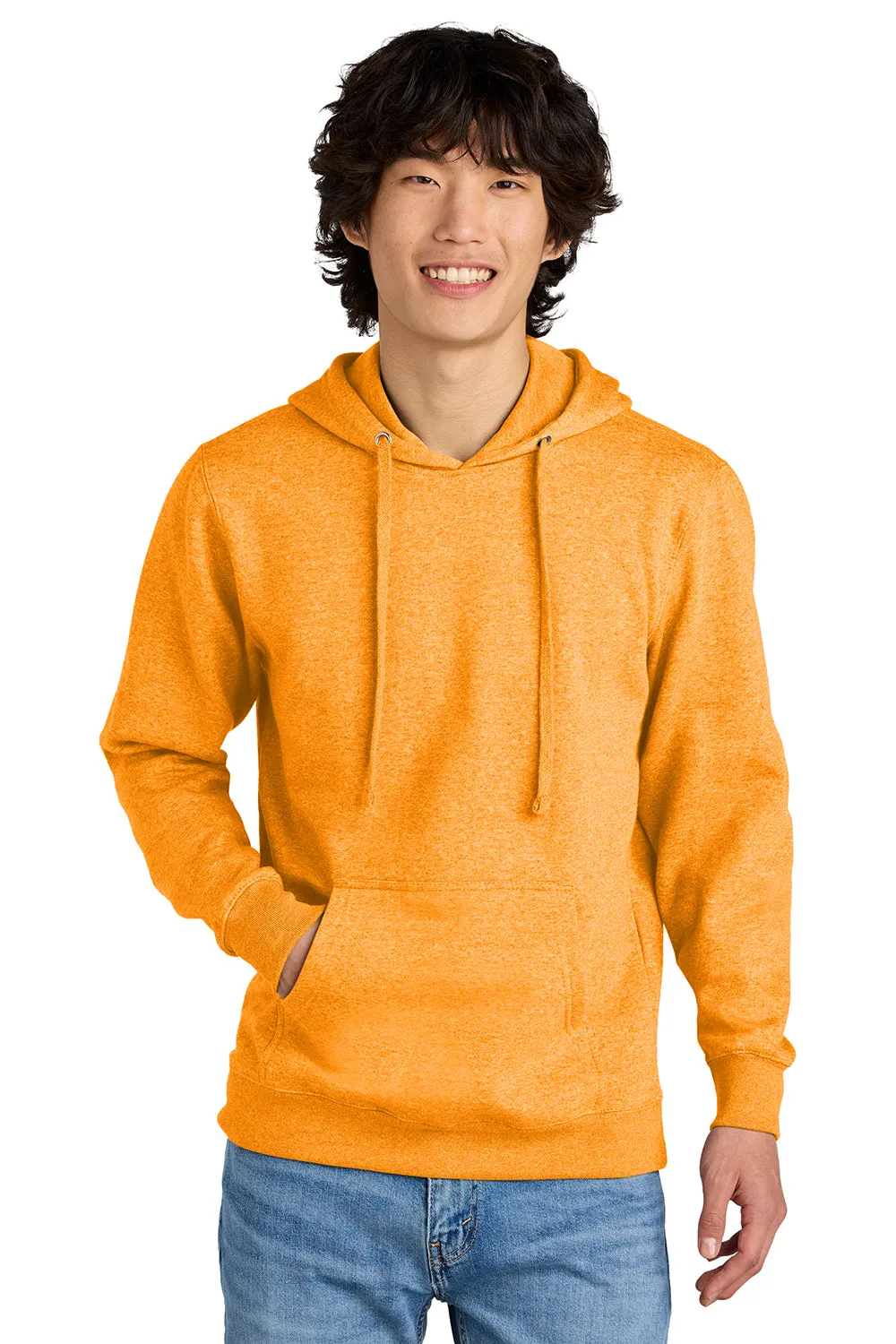 District Mens Very Important Fleece Hooded Sweatshirt Hoodie w/ Pouch Pocket - Heather Marigold