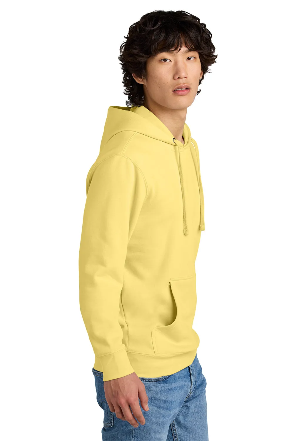 District Mens Very Important Fleece Hooded Sweatshirt Hoodie w/ Pouch Pocket - Light Yellow