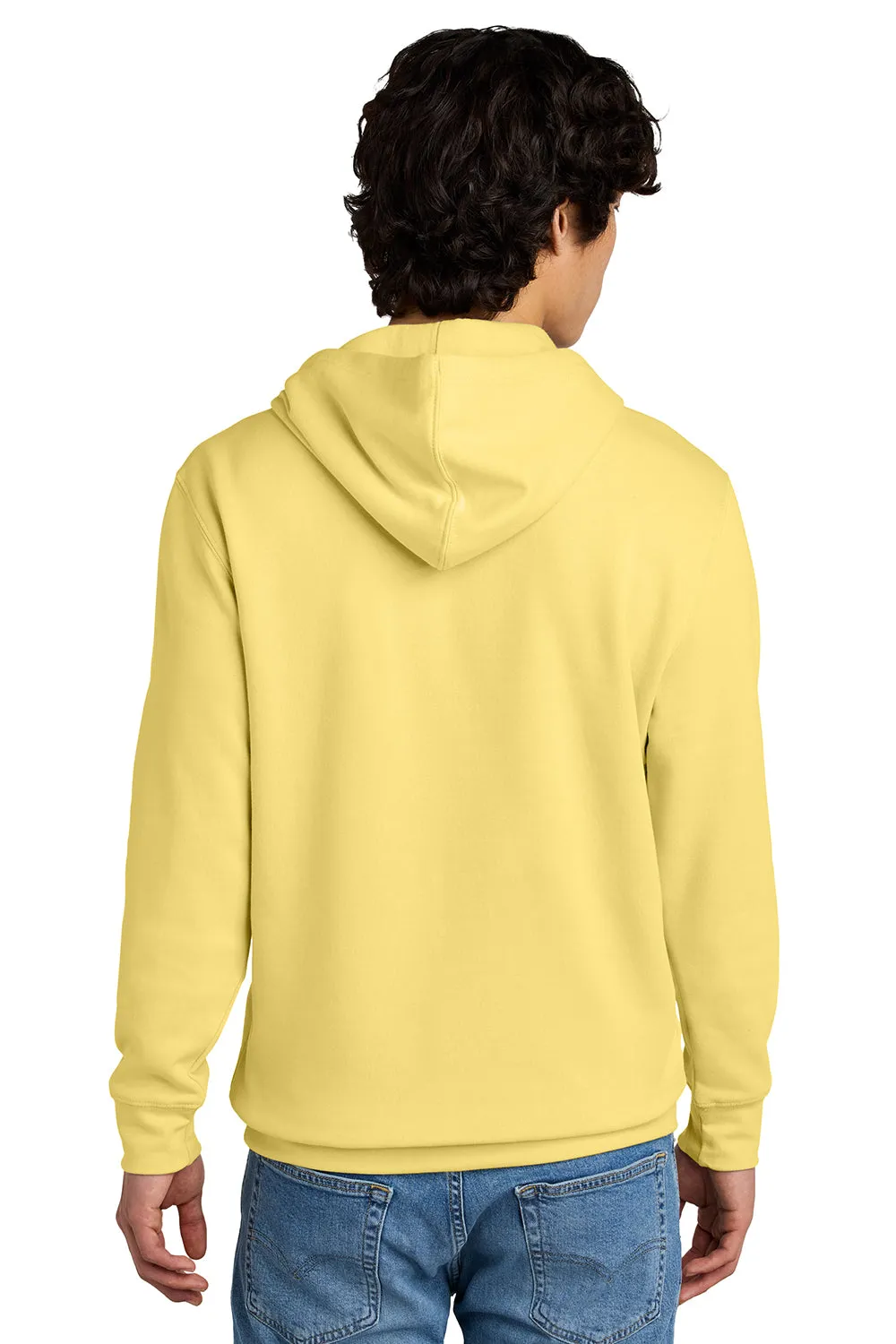 District Mens Very Important Fleece Hooded Sweatshirt Hoodie w/ Pouch Pocket - Light Yellow
