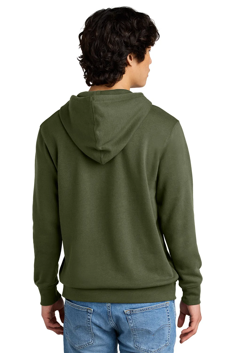 District Mens Very Important Fleece Hooded Sweatshirt Hoodie w/ Pouch Pocket - Olive Green