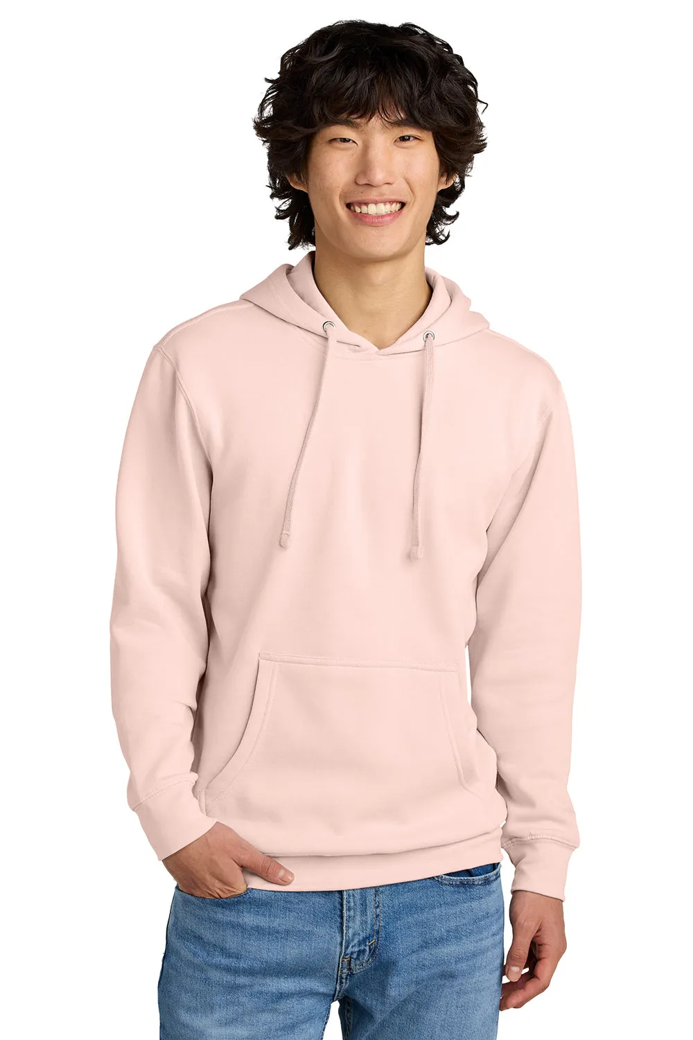 District Mens Very Important Fleece Hooded Sweatshirt Hoodie w/ Pouch Pocket - Rosewater Pink