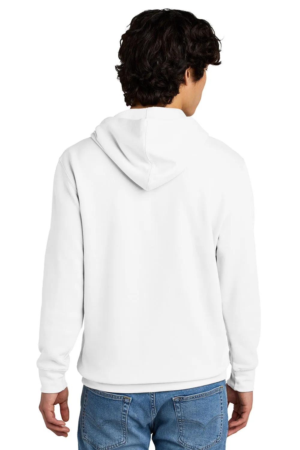 District Mens Very Important Fleece Hooded Sweatshirt Hoodie w/ Pouch Pocket - White