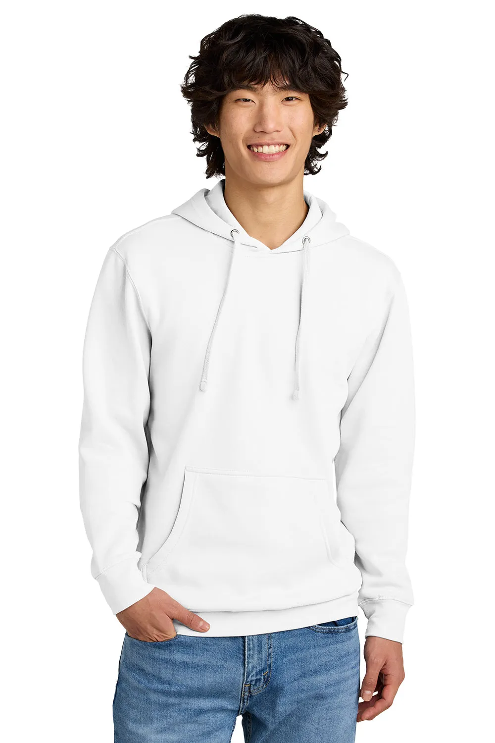 District Mens Very Important Fleece Hooded Sweatshirt Hoodie w/ Pouch Pocket - White