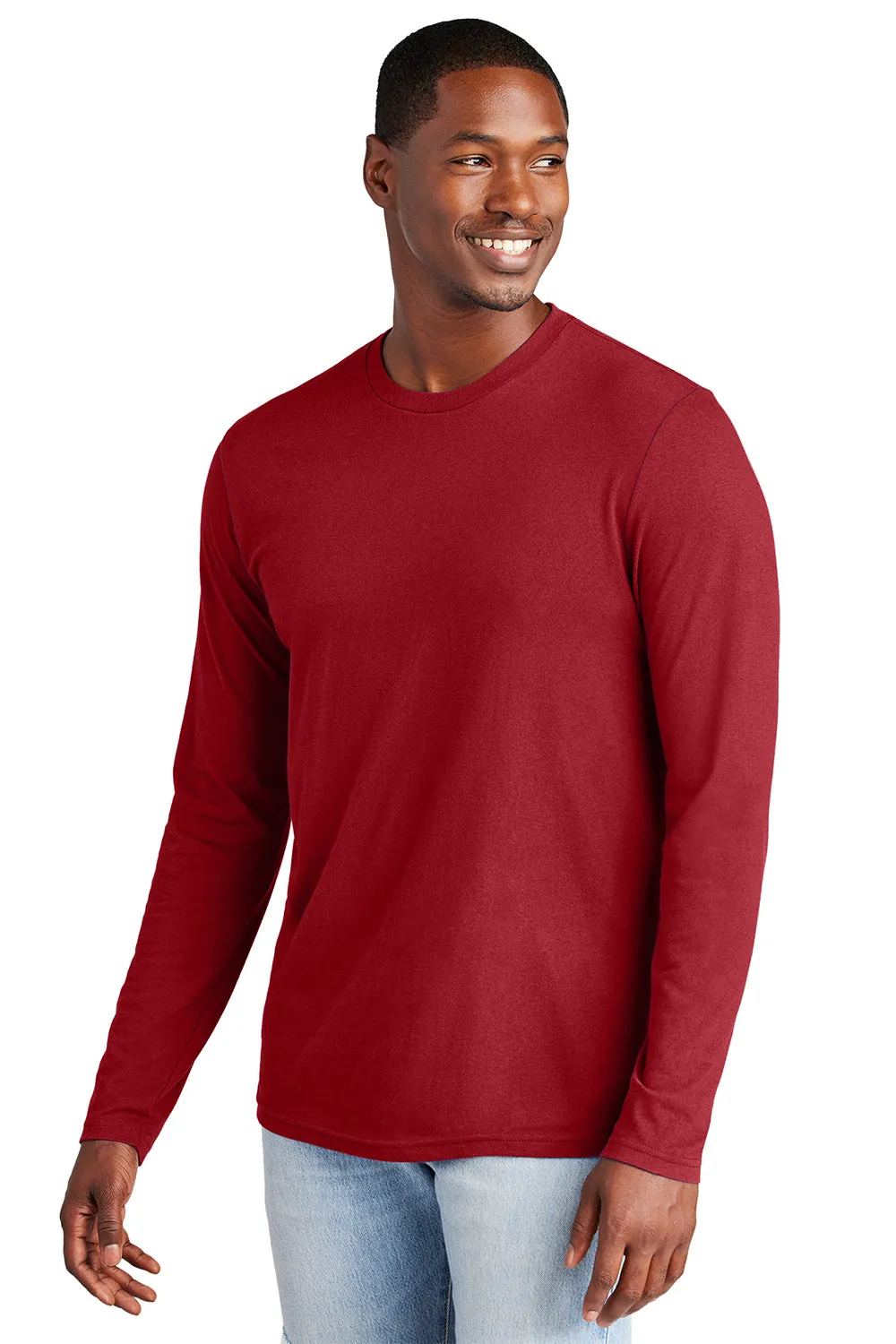 District Mens Very Important Long Sleeve Crewneck T-Shirt - Classic Red