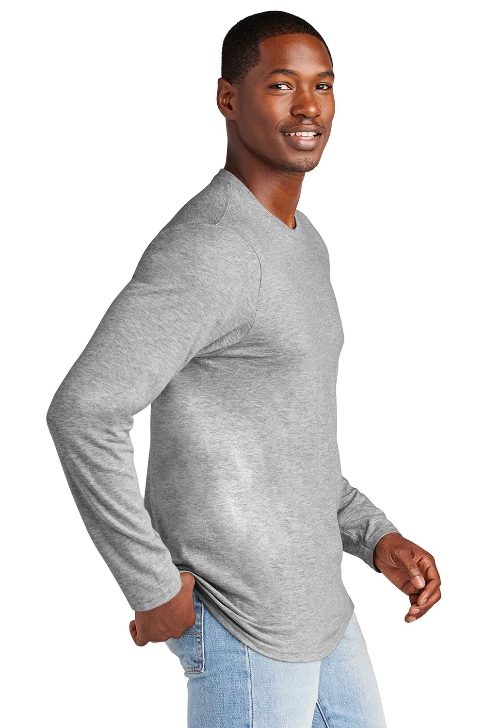District Mens Very Important Long Sleeve Crewneck T-Shirt - Heather Light Grey