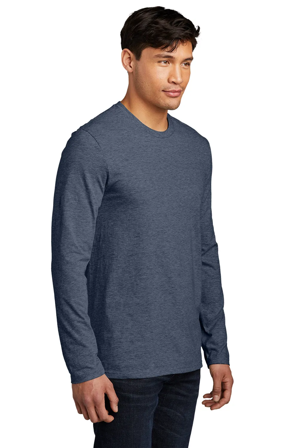 District Mens Very Important Long Sleeve Crewneck T-Shirt - Heather Navy Blue