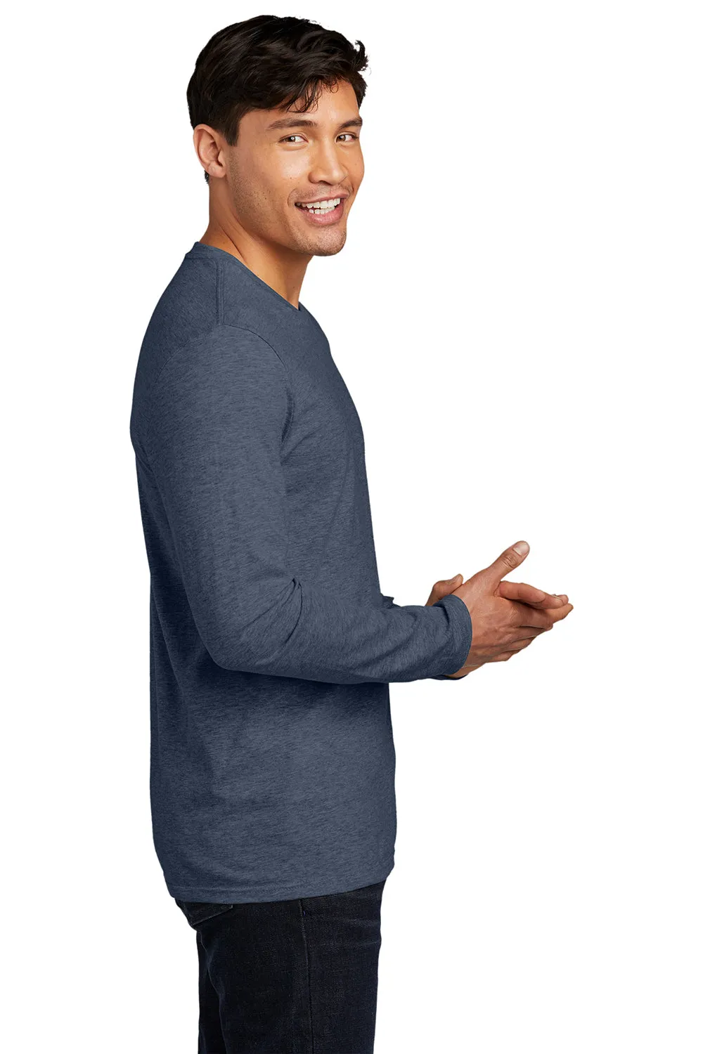 District Mens Very Important Long Sleeve Crewneck T-Shirt - Heather Navy Blue