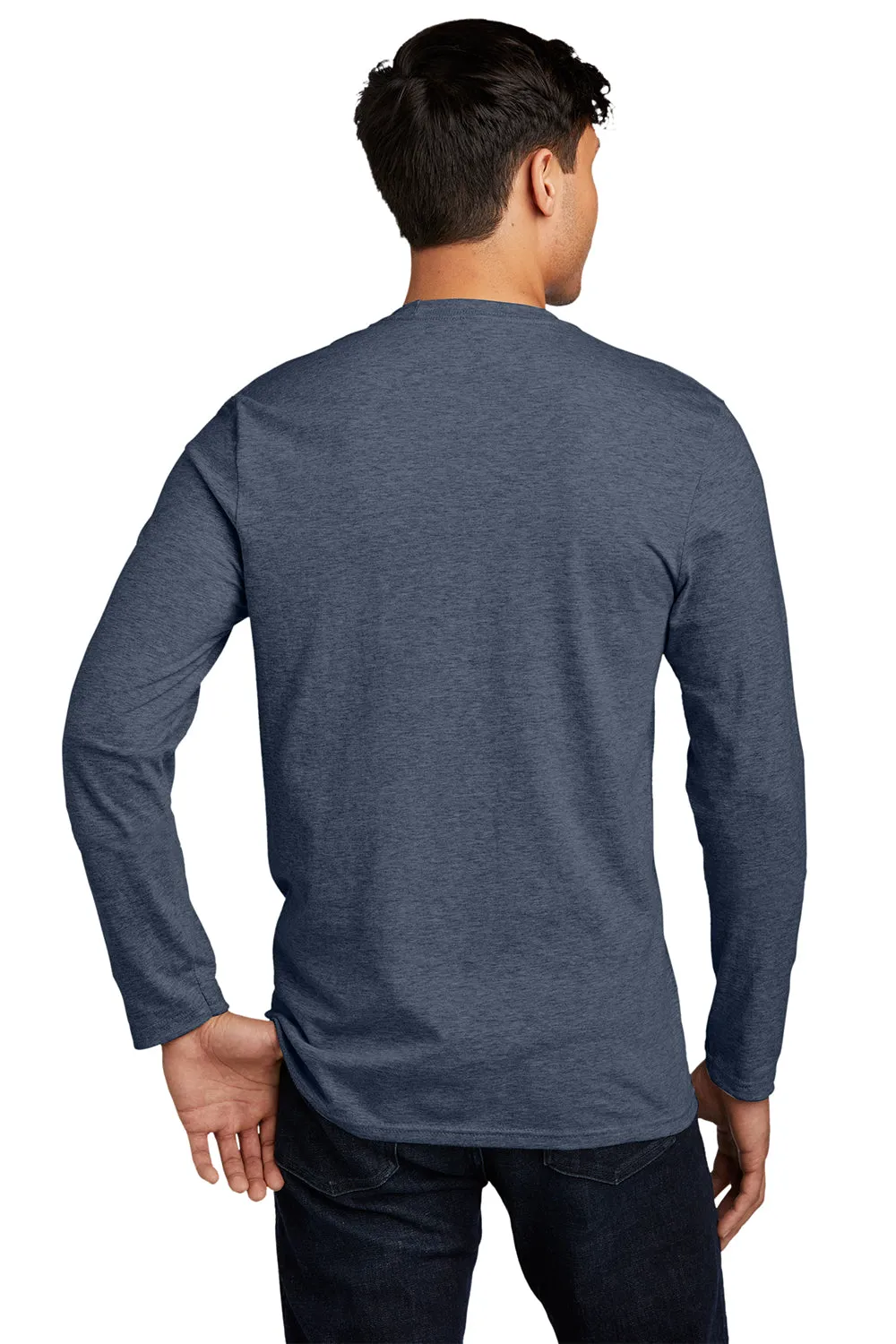 District Mens Very Important Long Sleeve Crewneck T-Shirt - Heather Navy Blue