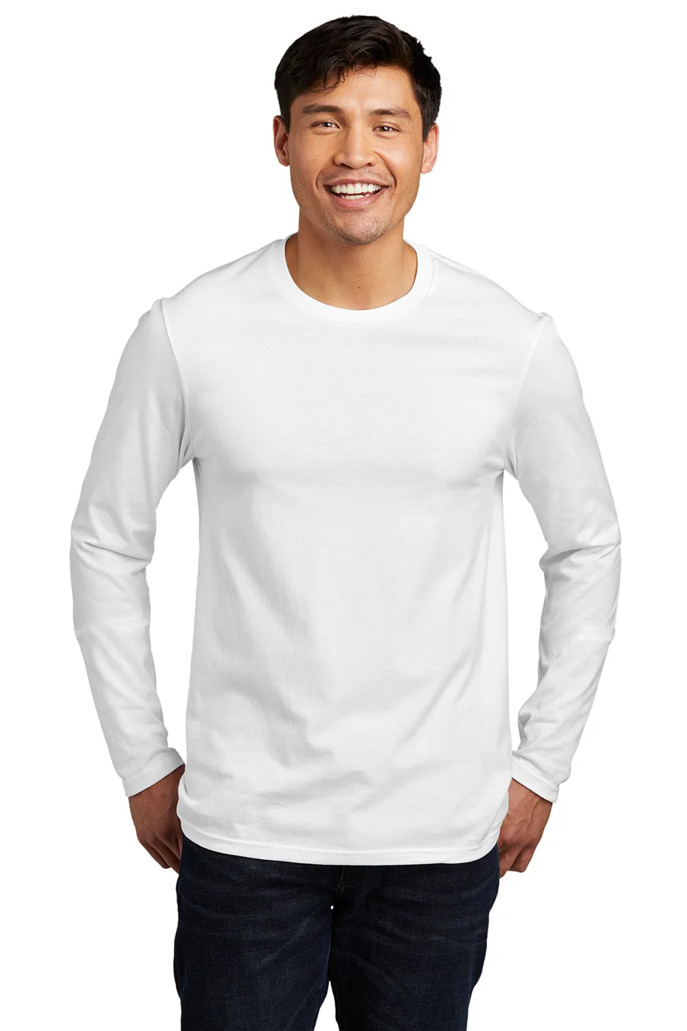 District Mens Very Important Long Sleeve Crewneck T-Shirt - White