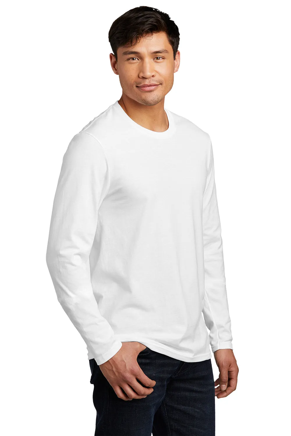District Mens Very Important Long Sleeve Crewneck T-Shirt - White