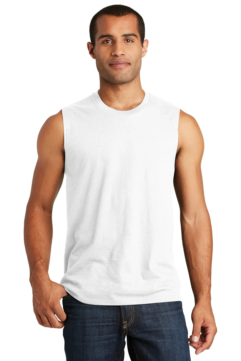 District Mens Very Important Muscle Tank Top - White - Closeout