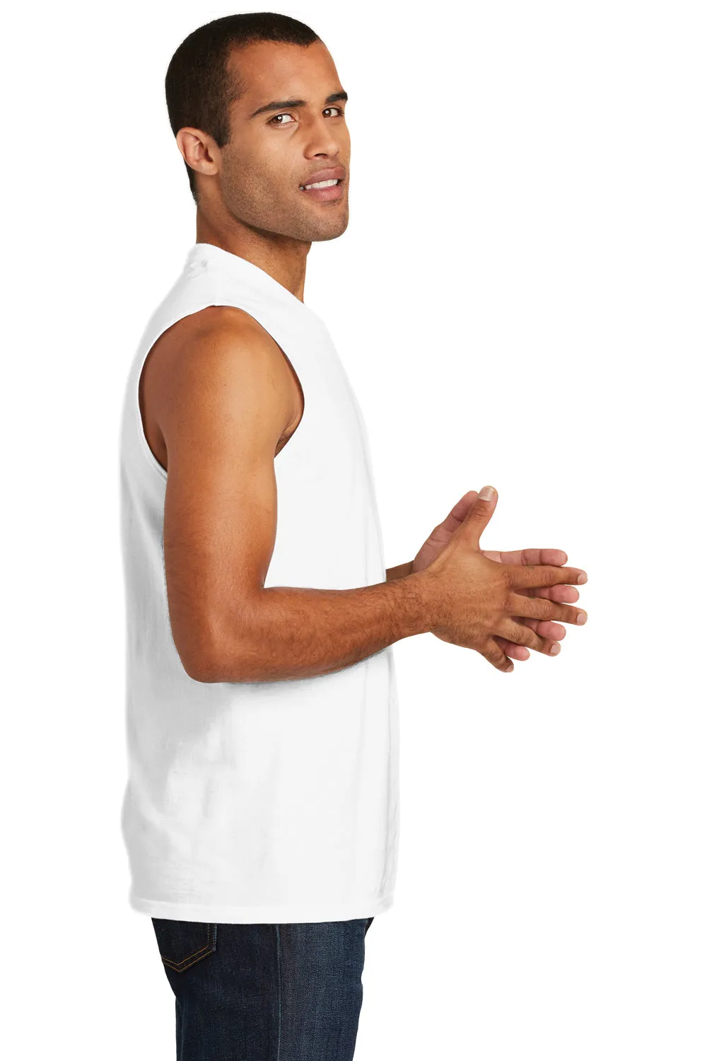 District Mens Very Important Muscle Tank Top - White - Closeout