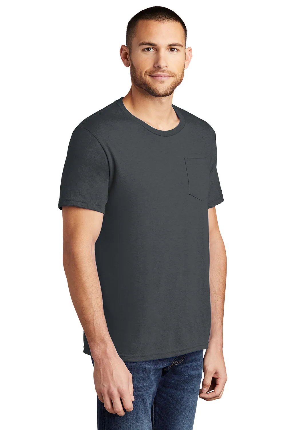 District Mens Very Important Short Sleeve Crewneck T-Shirt w/ Pocket - Charcoal Grey